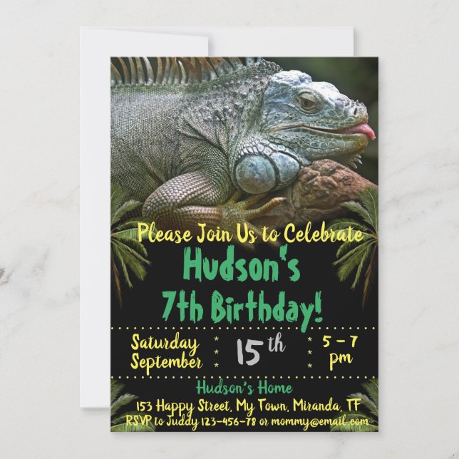 Invitación de cumpleaños de Chameleon (Anverso)