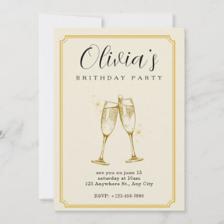 Invitación de cumpleaños de champán personalizada