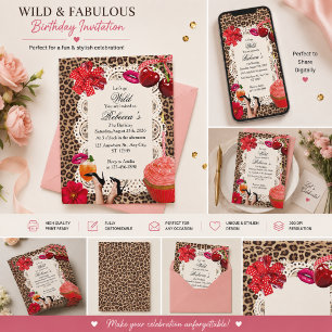 Invitación de cumpleaños de Cheetah Retro y Cereza