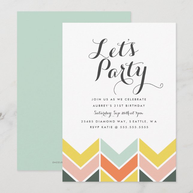 Invitación de cumpleaños de Chevron (Anverso / Reverso)