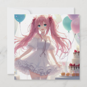 Invitación de cumpleaños de chica anime