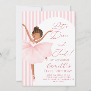 Invitación de cumpleaños de Chica Ballerina Rosa