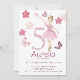 Invitación de cumpleaños de Chica Ballerina Rosa