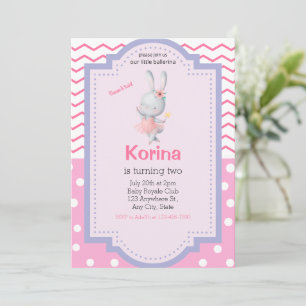 Invitación de cumpleaños de chica Ballerina, vuelt