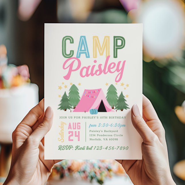 Invitación de cumpleaños de chica Camping (Subido por el creador)