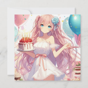 Invitación de cumpleaños de chica de anime