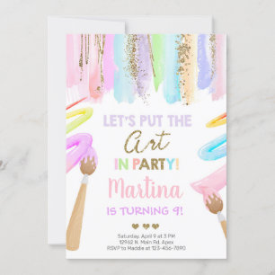 Invitación de cumpleaños de chica de arte, invitac