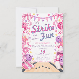 Invitación de cumpleaños de chica de bolos