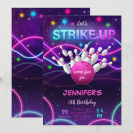 Invitación de cumpleaños de chica de bolos