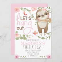 Invitación de cumpleaños de Chica de eslogan rosad