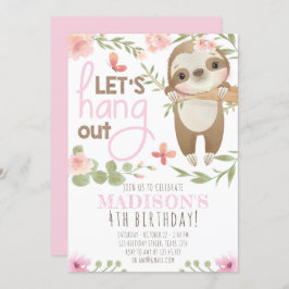 Invitación de cumpleaños de Chica de eslogan rosad