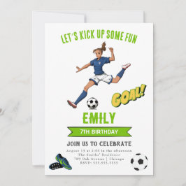 Invitación de cumpleaños de Chica de fútbol