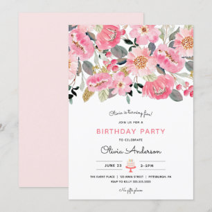 Invitación de cumpleaños de Chica de jardín floral
