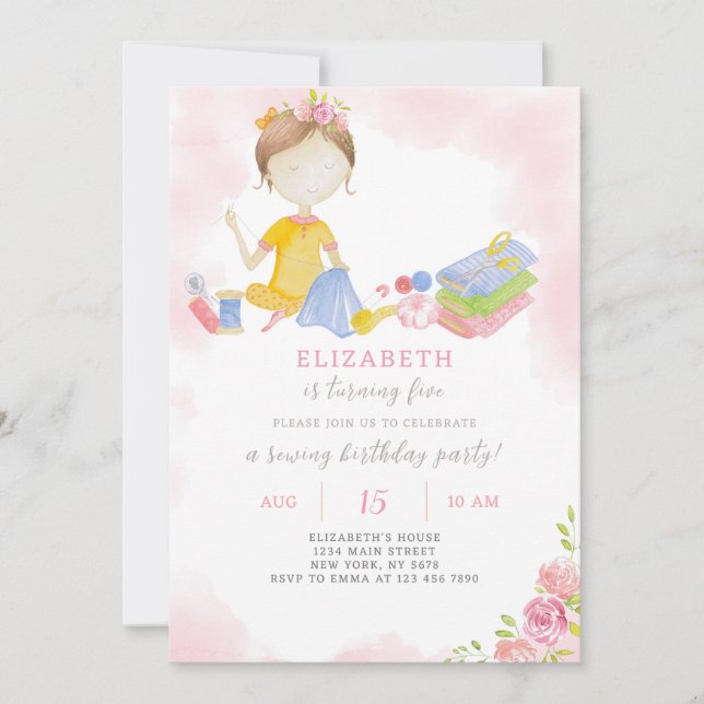 Invitación de cumpleaños de Chica de mascado (Anverso)