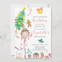 Invitación de cumpleaños de Chica de Navidades peq