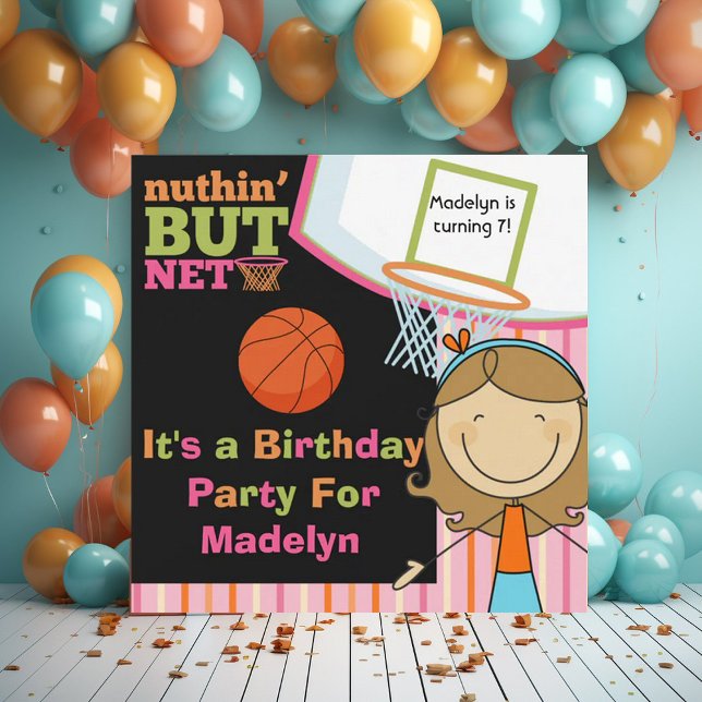 Invitación de cumpleaños de Chica de pelo marrón b (Subido por el creador)