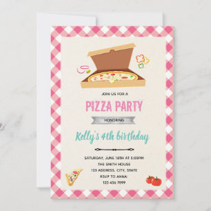 invitación de cumpleaños de chica de pizza
