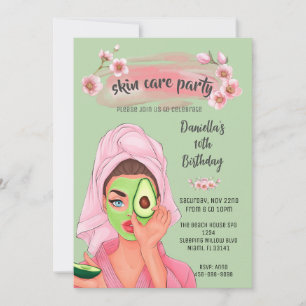 Invitación de cumpleaños de chica de spa verde sag