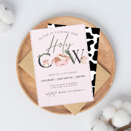 invitación de cumpleaños de chica de tema de vaca