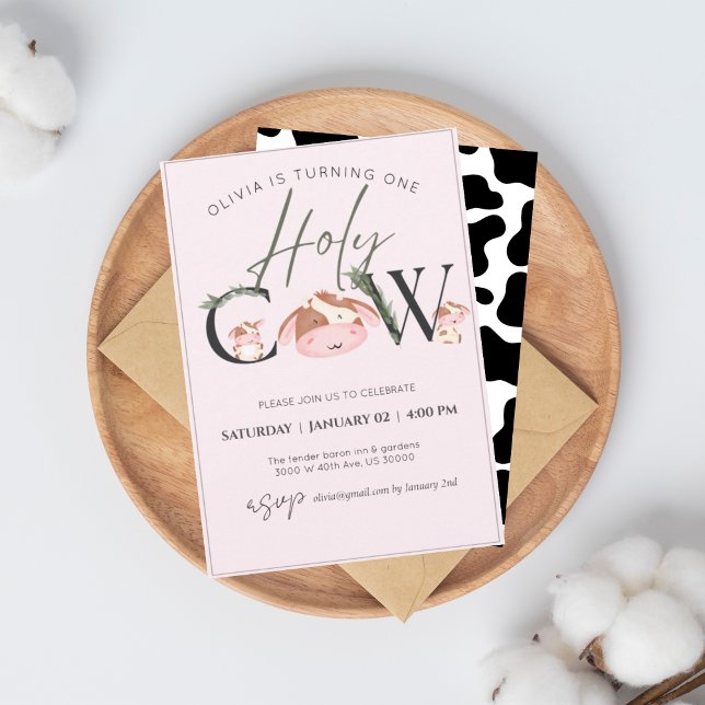 invitación de cumpleaños de chica de tema de vaca (Subido por el creador)