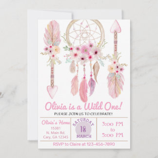 Invitación de cumpleaños de chica Dreamcatcher. Ro