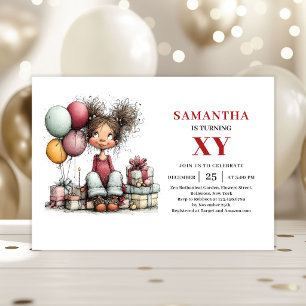 Invitación de cumpleaños de chica extravagante de 