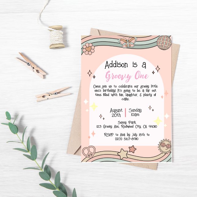 Invitación de cumpleaños de chica Groovy (Subido por el creador)