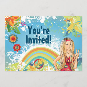 Invitación de cumpleaños de Chica hippie rubio de 