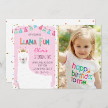 Invitación de cumpleaños de chica Llama