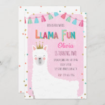 Invitación de cumpleaños de chica Llama