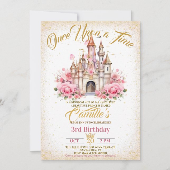 Invitación de cumpleaños de Chica Once Upon a Time (Anverso)