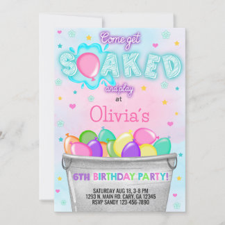 Invitación de cumpleaños de chica para globos de a