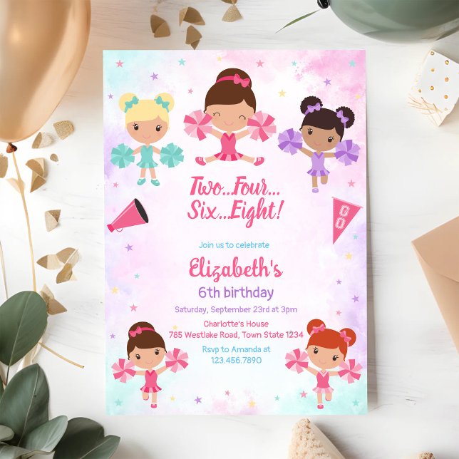 Invitación de cumpleaños de chica porrista (Subido por el creador)