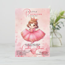 Invitación de cumpleaños de Chica Princesa Rosa