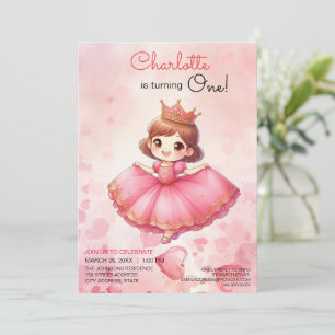 Invitación de cumpleaños de Chica Princesa Rosa