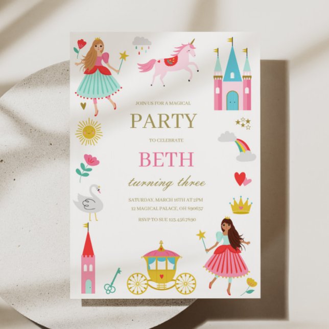 Invitación de cumpleaños de Chica Princesa Rosa Fa (Subido por el creador)