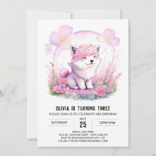 Invitación de cumpleaños de chica Wolf Adventure