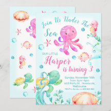 Invitación de cumpleaños de chicas bajo el mar