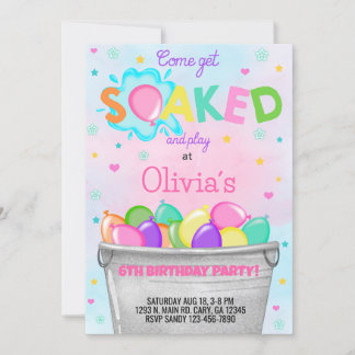 Invitación de cumpleaños de chicas de globos de ag