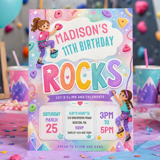 Invitación de cumpleaños de chicas escalada en roc (Subido por el creador)