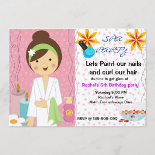Invitación de cumpleaños de chicas Fiestas de Spa