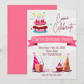Invitación de cumpleaños de Chicas personalizados