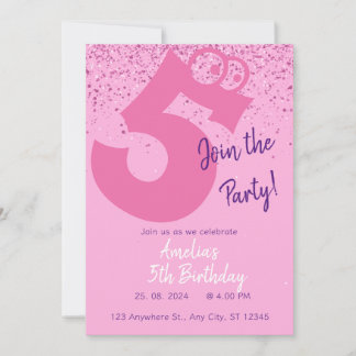 Invitación de cumpleaños de chicas rosados y morad