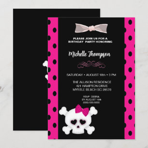 Invitación de cumpleaños de Chicas rosas curas