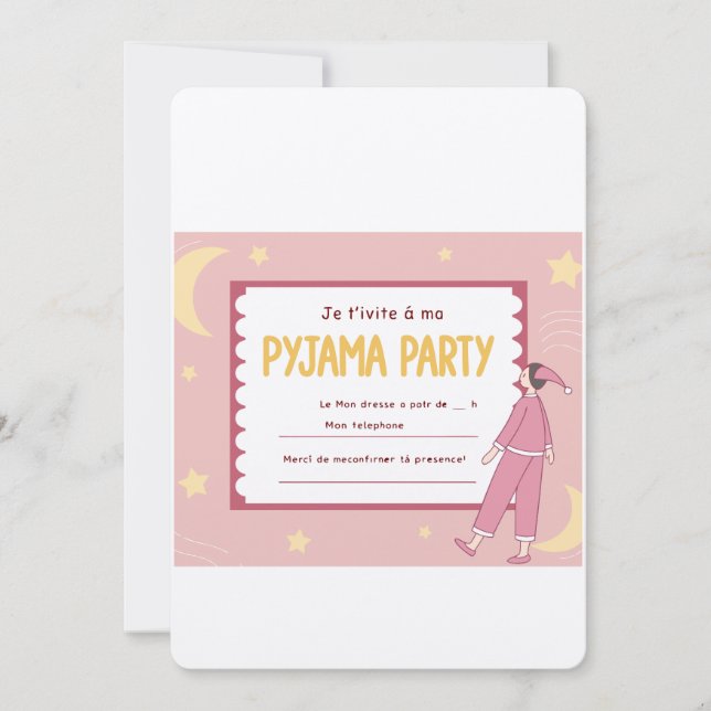 Invitación de cumpleaños de chicas Sleepover (Anverso)