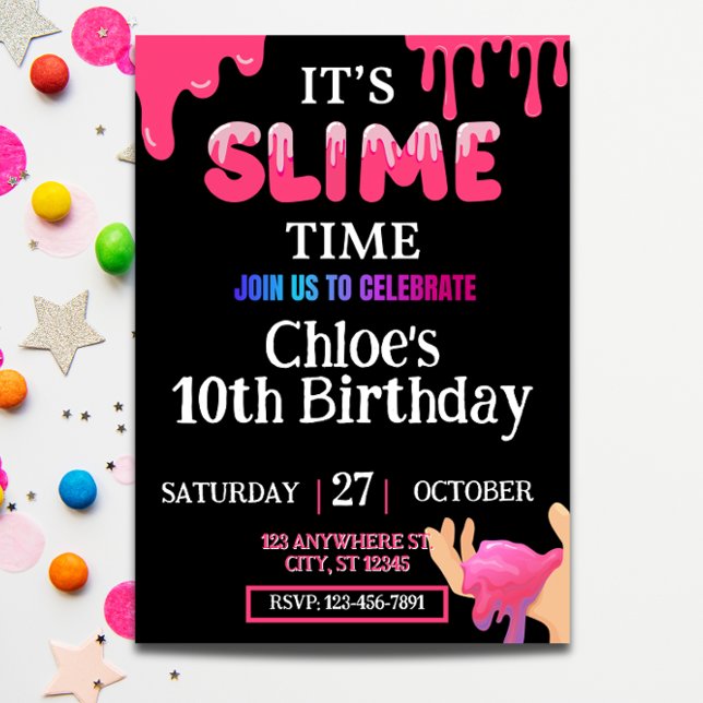 Invitación de cumpleaños de chicas Slime (Subido por el creador)