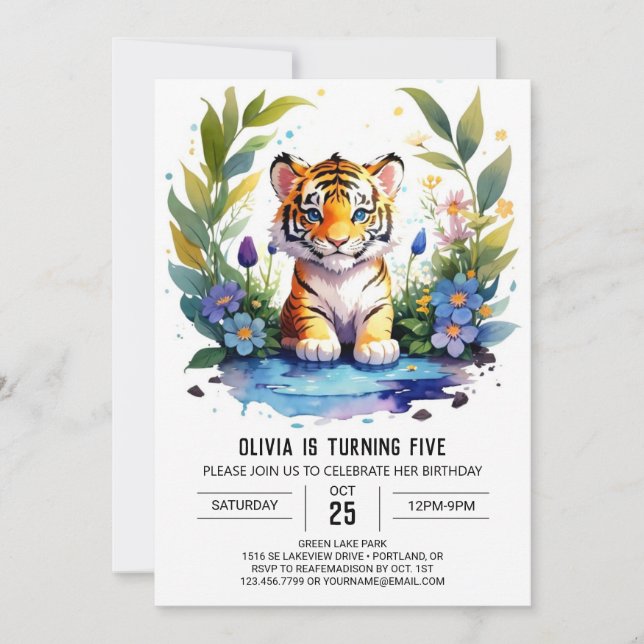 Invitación de cumpleaños de chico salvaje de Tiger (Anverso)