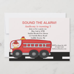 Invitación de cumpleaños de chicos de camión rojo