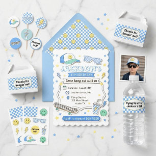 Invitación de cumpleaños de chicos de moda retro