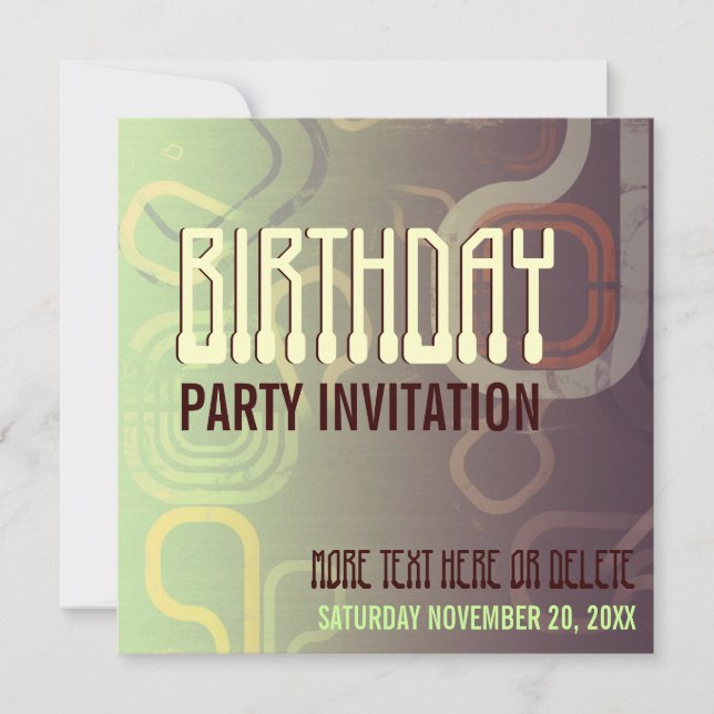 Invitación de cumpleaños de Choc Mint Retro Electr (Anverso)